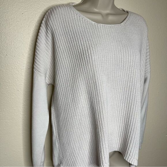 Chicos Cream Knit Sweater High Low Hemline Pullover Cotton Modal Womens Large - Picture 2 of 11